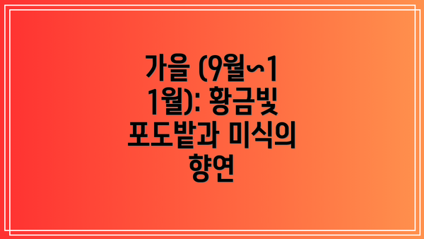 가을 (9월~11월): 황금빛 포도밭과 미식의 향연