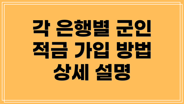 각 은행별 군인 적금 가입 방법 상세 설명