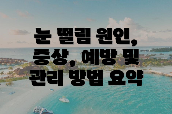 눈 떨림 원인, 증상, 예방 및 관리 방법 요약
