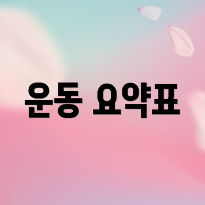 운동 요약표