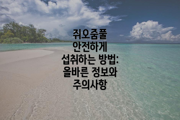 쥐오줌풀 안전하게 섭취하는 방법:  올바른 정보와 주의사항