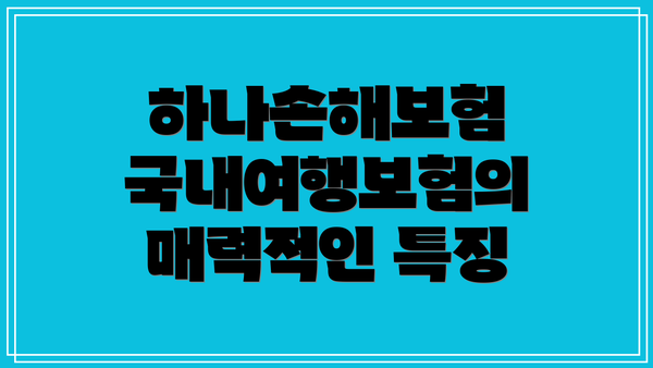 하나손해보험 국내여행보험의 매력적인 특징