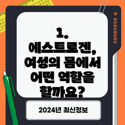 1. 에스트로겐, 여성의 몸에서 어떤 역할을 할까요?