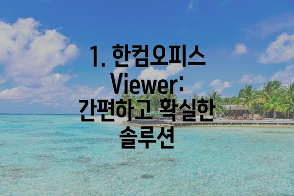 1. 한컴오피스 Viewer: 간편하고 확실한 솔루션
