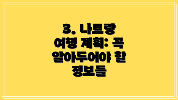 3. 나트랑 여행 계획: 꼭 알아두어야 할 정보들