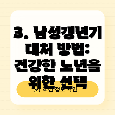 3. 남성갱년기 대처 방법: 건강한 노년을 위한 선택