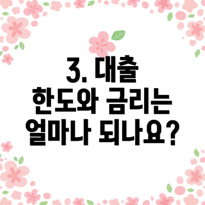 3. 대출 한도와 금리는 얼마나 되나요?