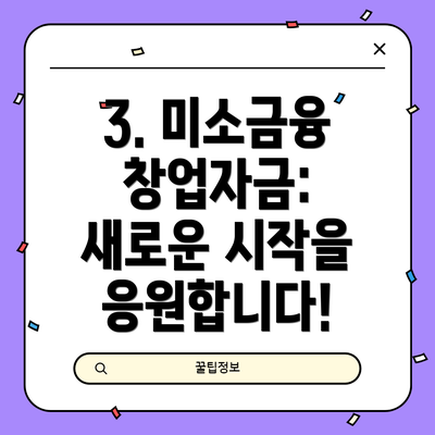 3. 미소금융 창업자금: 새로운 시작을 응원합니다!