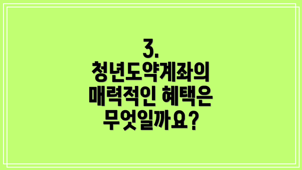 3. 청년도약계좌의 매력적인 혜택은 무엇일까요?