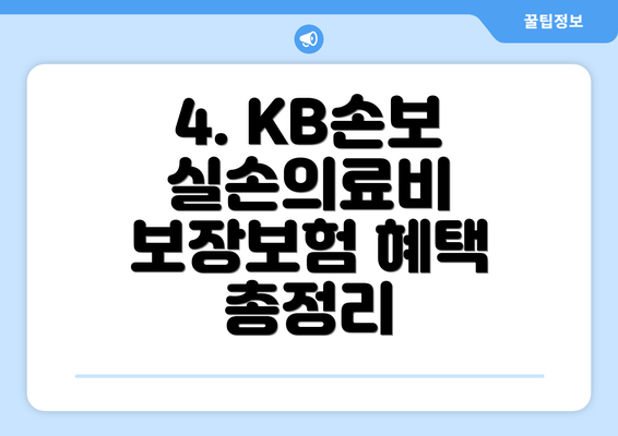 4. KB손보 실손의료비 보장보험 혜택 총정리