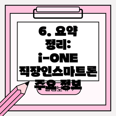 6. 요약 정리: i-ONE 직장인스마트론 주요 정보
