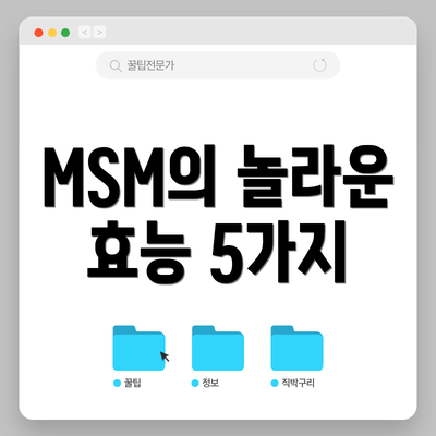 MSM의 놀라운 효능 5가지