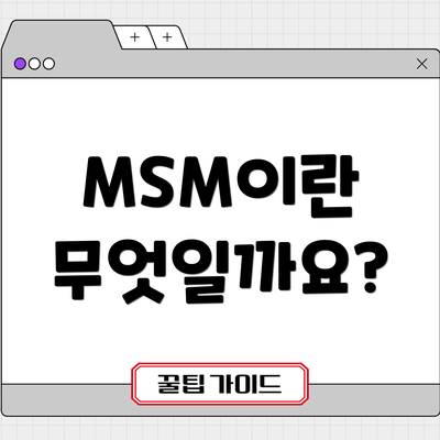 MSM이란 무엇일까요?