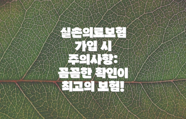실손의료보험 가입 시 주의사항: 꼼꼼한 확인이 최고의 보험!
