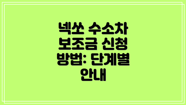 넥쏘 수소차 보조금 신청 방법: 단계별 안내
