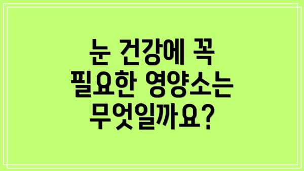 눈 건강에 꼭 필요한 영양소는 무엇일까요?
