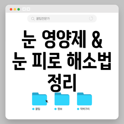 눈 영양제 & 눈 피로 해소법 정리