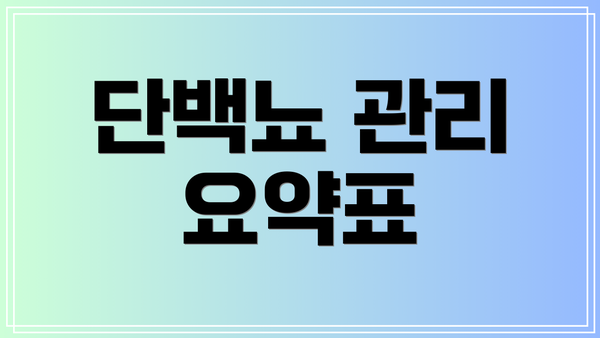 단백뇨 관리 요약표