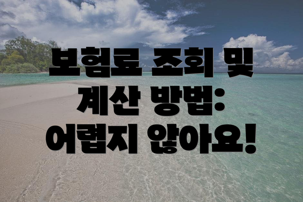 보험료 조회 및 계산 방법: 어렵지 않아요!