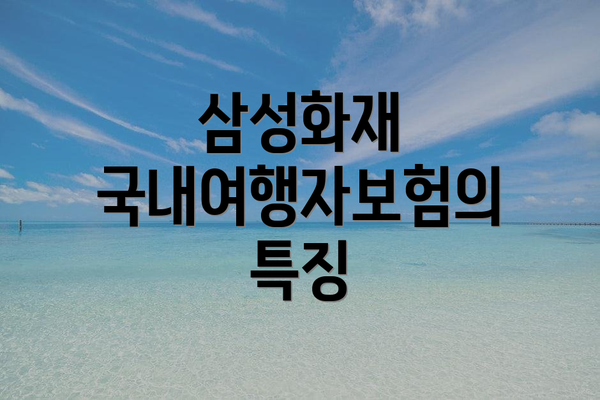 삼성화재 국내여행자보험의 특징