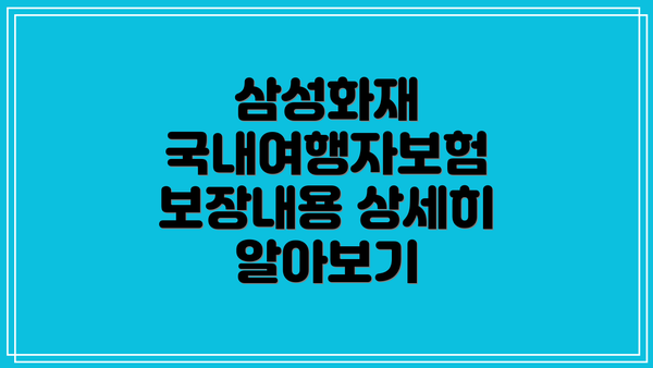 삼성화재 국내여행자보험 보장내용 상세히 알아보기