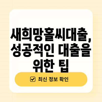 새희망홀씨대출, 성공적인 대출을 위한 팁