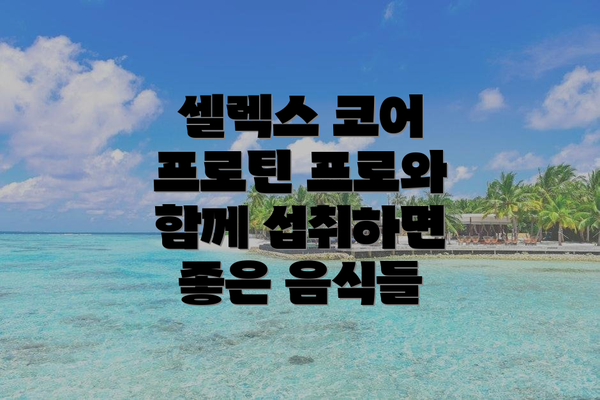 셀렉스 코어 프로틴 프로와 함께 섭취하면 좋은 음식들