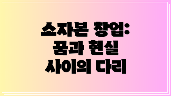 소자본 창업:  꿈과 현실 사이의 다리