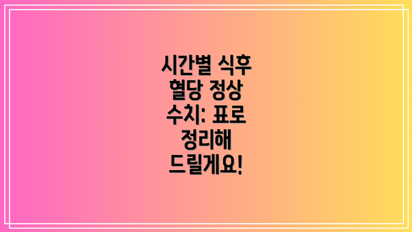 시간별 식후 혈당 정상 수치: 표로 정리해 드릴게요!