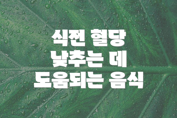 식전 혈당 낮추는 데 도움되는 음식