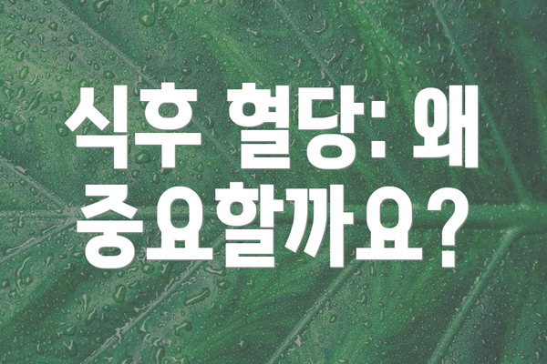 식후 혈당: 왜 중요할까요?