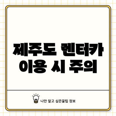 제주도 렌터카 이용 시 주의