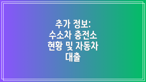 추가 정보: 수소차 충전소 현황 및 자동차 대출