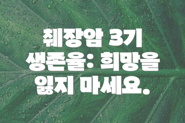 췌장암 3기 생존율: 희망을 잃지 마세요.