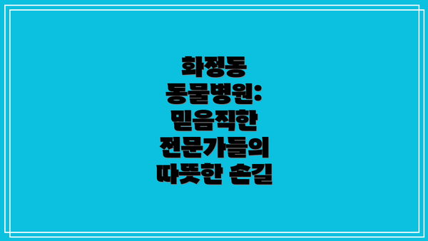 화정동 동물병원: 믿음직한 전문가들의 따뜻한 손길