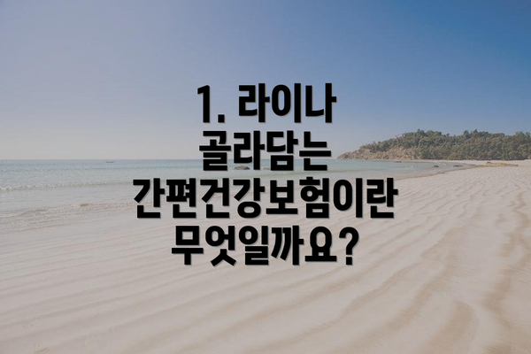 1. 라이나 골라담는 간편건강보험이란 무엇일까요?