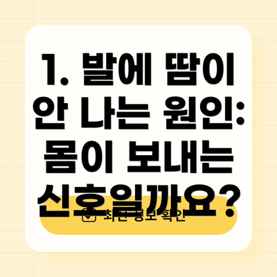 1. 발에 땀이 안 나는 원인: 몸이 보내는 신호일까요?