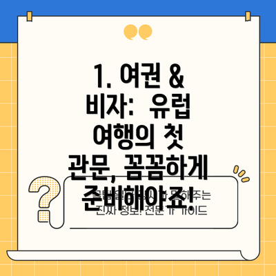 1. 여권 & 비자:  유럽 여행의 첫 관문, 꼼꼼하게 준비해야죠!