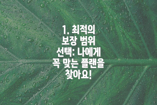 1. 최적의 보장 범위 선택: 나에게 꼭 맞는 플랜을 찾아요!