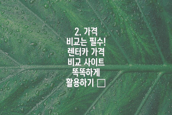 2. 가격 비교는 필수! 렌터카 가격 비교 사이트 똑똑하게 활용하기 🚗