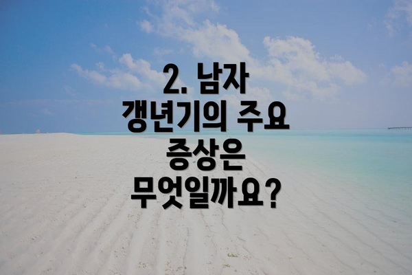 2. 남자 갱년기의 주요 증상은 무엇일까요?