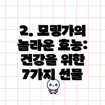 2. 모링가의 놀라운 효능: 건강을 위한 7가지 선물