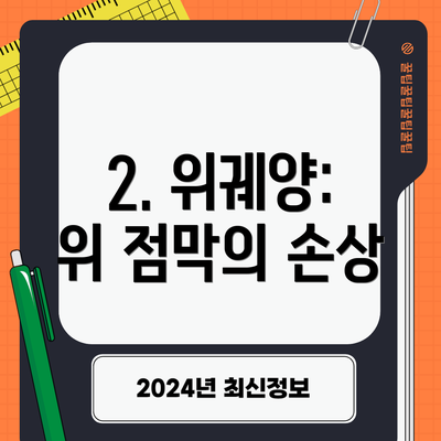 2. 위궤양: 위 점막의 손상