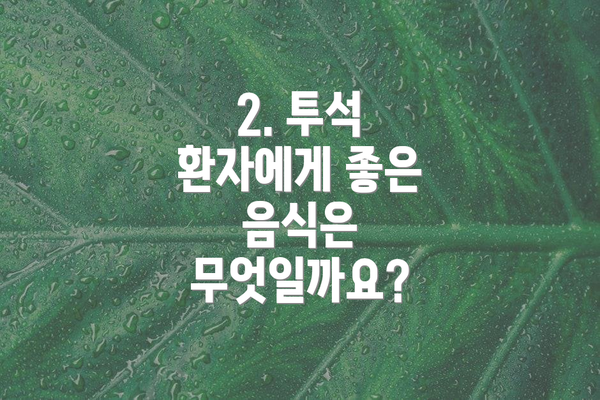2. 투석 환자에게 좋은 음식은 무엇일까요?