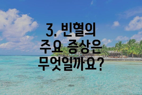 3. 빈혈의 주요 증상은 무엇일까요?