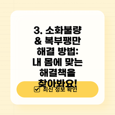 3. 소화불량 & 복부팽만 해결 방법:  내 몸에 맞는 해결책을 찾아봐요!