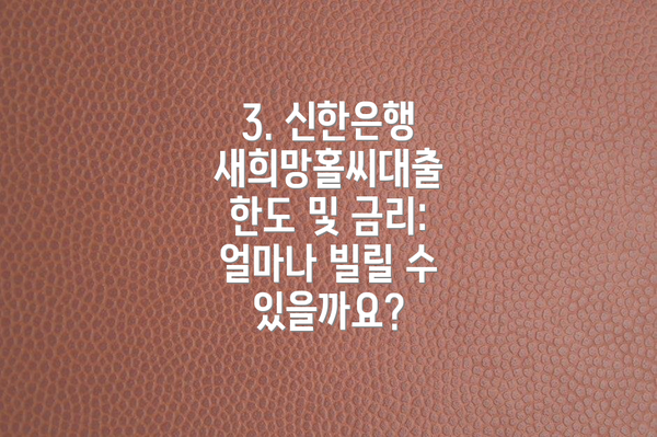 3. 신한은행 새희망홀씨대출 한도 및 금리: 얼마나 빌릴 수 있을까요?