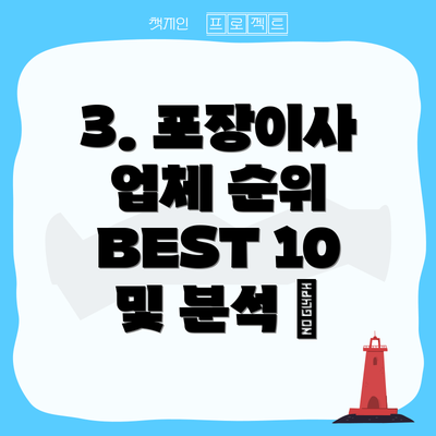 3. 포장이사 업체 순위 BEST 10 및 분석 📊
