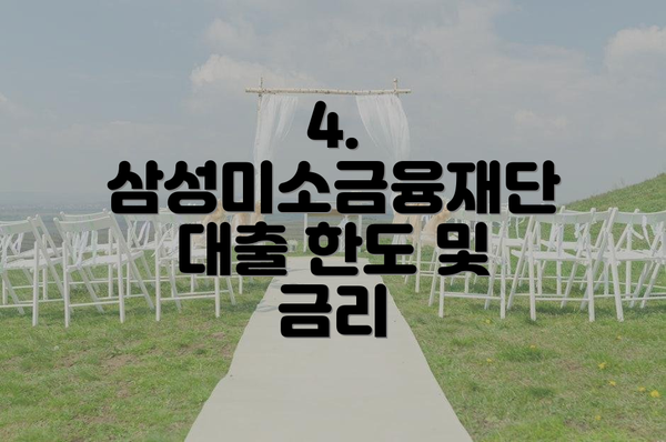 4. 삼성미소금융재단 대출 한도 및 금리