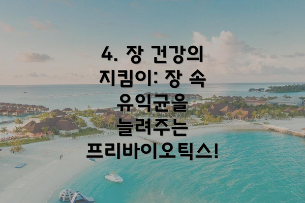 4. 장 건강의 지킴이: 장 속 유익균을 늘려주는 프리바이오틱스!